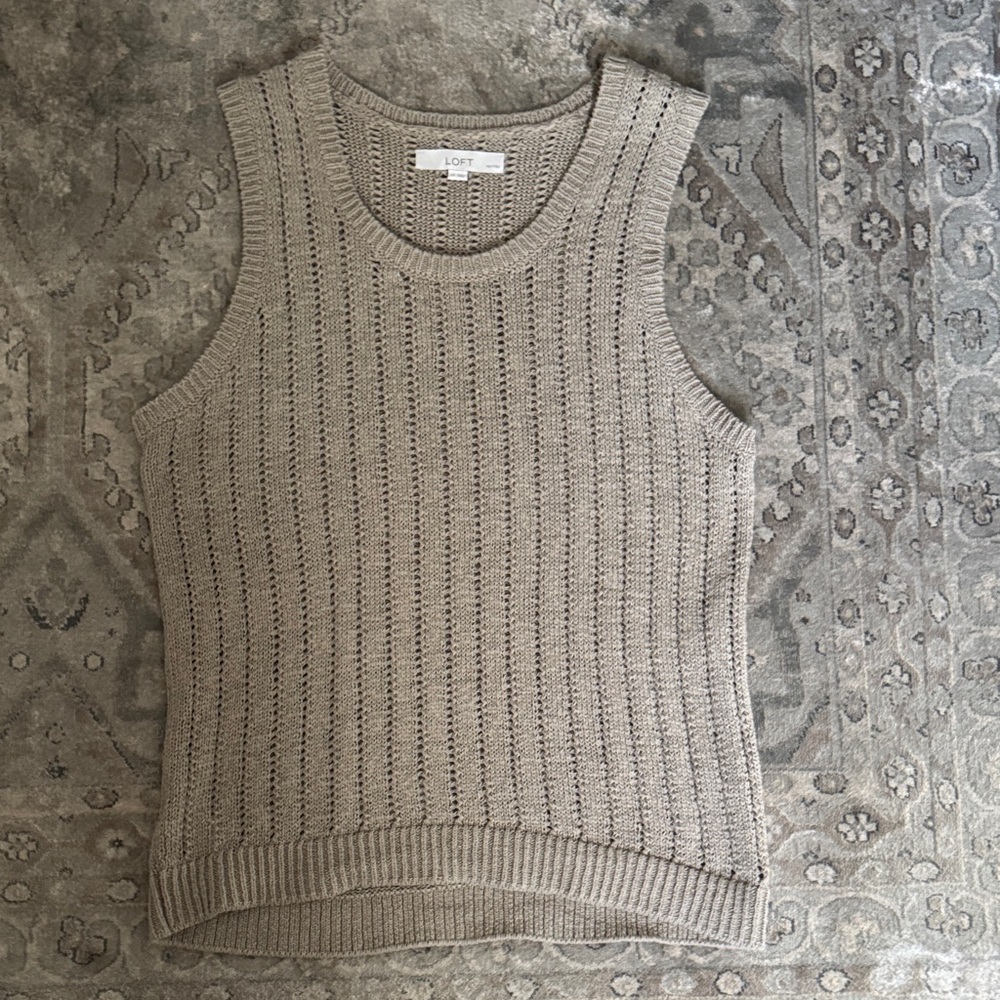 LOFT Textured Sleeveless Top in Beige